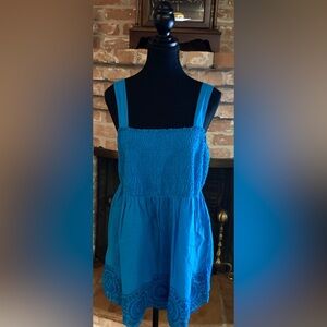 Lane Bryant Blue Smocked Cotton Tunic
